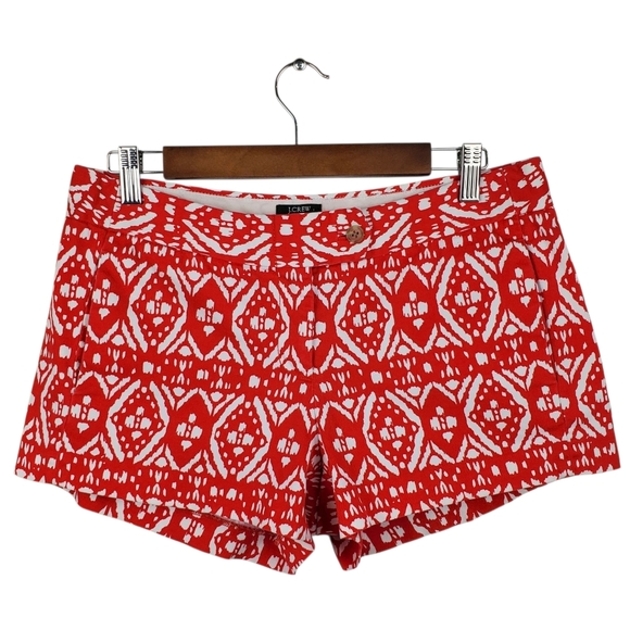 J. CREW FACTORY City Fit Red and White Printed Chino Shorts Size 6 - Picture 1 of 6